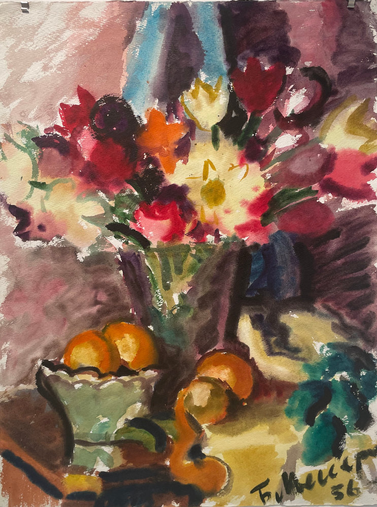 О выставке Бориса Мессерера «Акварели», проходившей в галерее «Открытый клуб» 22.03-02.04.2024 : Борис Мессерер. Цветы. 1956г.