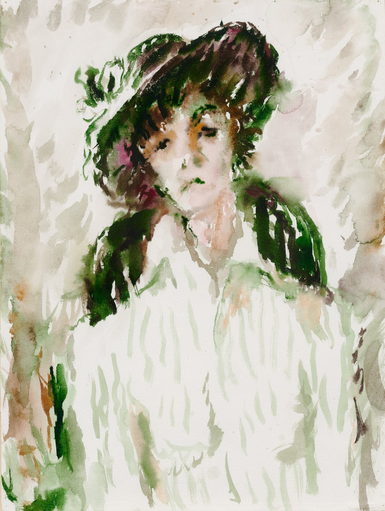 О выставке Бориса Мессерера «Акварели», проходившей в галерее «Открытый клуб» 22.03-02.04.2024 : Борис Мессерер. Портрет Беллы Ахмадулиной в белом. 2004г.