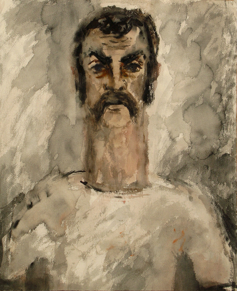 О выставке Бориса Мессерера «Акварели», проходившей в галерее «Открытый клуб» 22.03-02.04.2024 : Борис Мессерер. Портрет Левы Збарского. 1968 г.